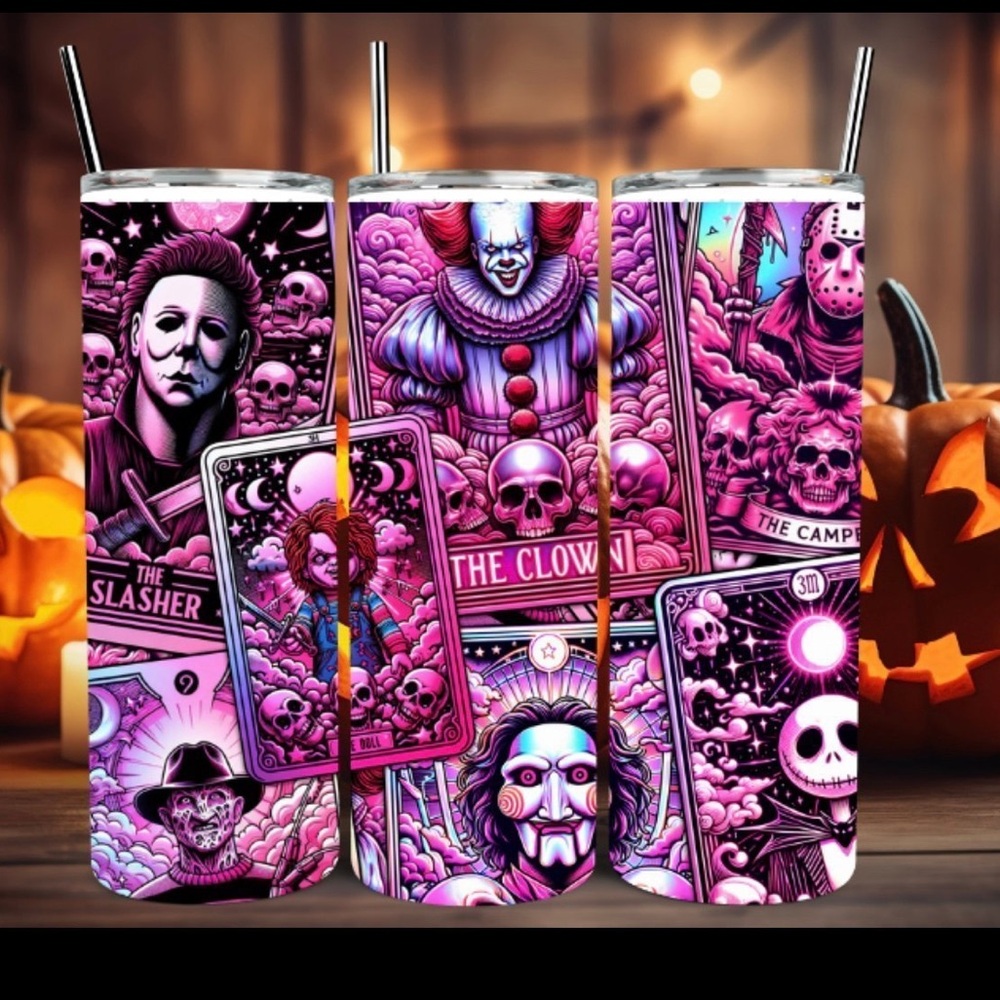 Horror Tarot Card Pink 20oz Stainless Steel Tumbler - Picture 1 of 6